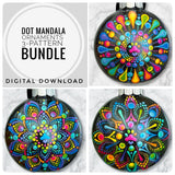 Dot Mandala Downloadable PDF Pattern - Paw Print Dot Mandala Ornaments, 3-Pattern Mini Bundle, "Happy Paws"