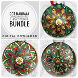 Dot Mandala Downloadable PDF Pattern - Paw Print Dot Mandala Ornaments, 3-Pattern Mini Bundle, "Jolly Paws"