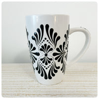 For Gayle- Hand Painted Dot Mandala Bliss Mug - 15 oz (Tombstone on White)