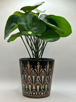 Dot Mandala Flower Pot - Neutral Metallics Wrap Around Design - Hand Painted