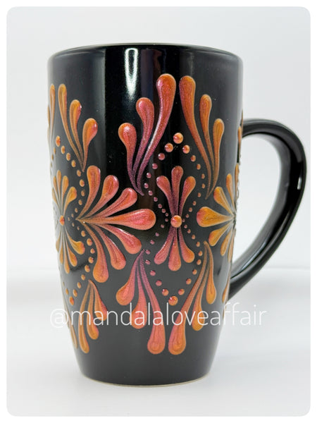 Hand Painted Dot Mandala Bliss Mug - 15 oz (Heatwave)