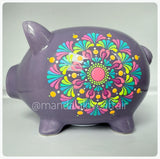 Hand Painted Dot Mandala Piggy Bank