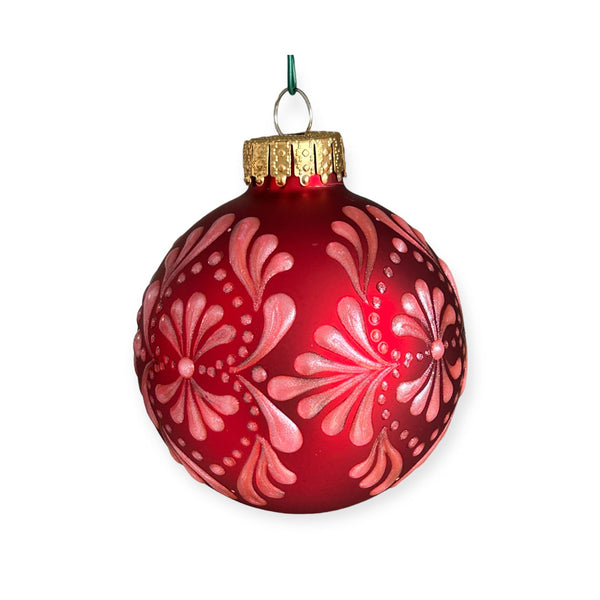 Hand Painted Dot Mandala Christmas Ornament - 2.5” glass bulb
