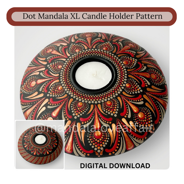 Dot Mandala Downloadable PDF Pattern - "Warmth" - XXL Candle Holder Design
