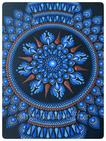 Hand Painted 12" x 24" Dot Mandala Stretched Canvas - "Big Blue"