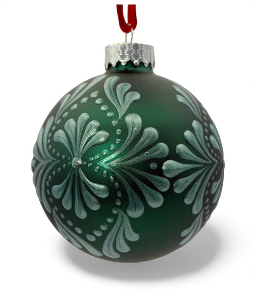 Hand Painted Dot Mandala Christmas Ornament - 3.1” glass bulb
