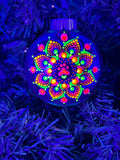 Dot Mandala Hand Painted Christmas Ornament - 3" plastic flat bulb -