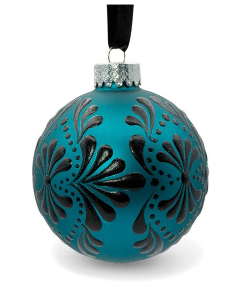 Hand Painted Dot Mandala Christmas Ornament - 3.1” glass bulb