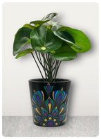Dot Mandala Flower Pot - Peacock Half Mandala - Hand Painted
