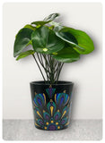 Dot Mandala Flower Pot - Peacock Half Mandala - Hand Painted