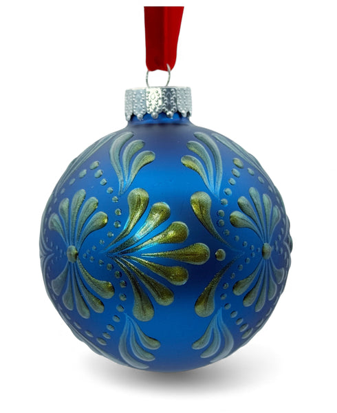 Hand Painted Dot Mandala Christmas Ornament - 3.1” glass bulb