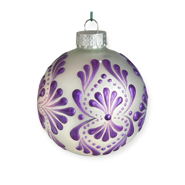Hand Painted Dot Mandala Christmas Ornament - 3.1” glass bulb