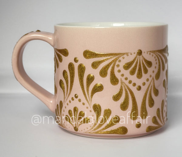 Hand Painted Dot Mandala Bliss Mug - 15 oz