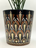 Dot Mandala Flower Pot - Neutral Metallics Wrap Around Design - Hand Painted