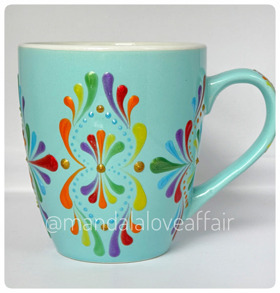 Hand Painted Dot Mandala Bliss Mug - 16oz