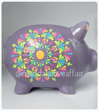 Hand Painted Dot Mandala Piggy Bank