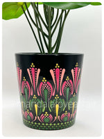 Dot Mandala Flower Pot - Pink Garden Wrap Around Design - Hand Painted