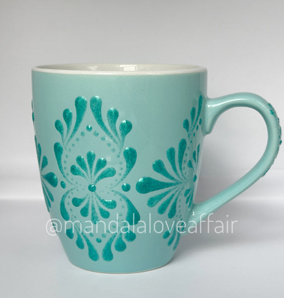 Hand Painted Dot Mandala Bliss Mug - 16 oz