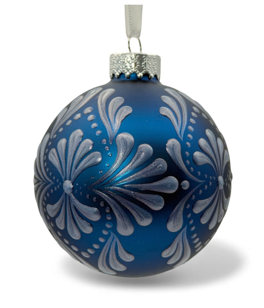 Hand Painted Dot Mandala Christmas Ornament - 3.1” glass bulb