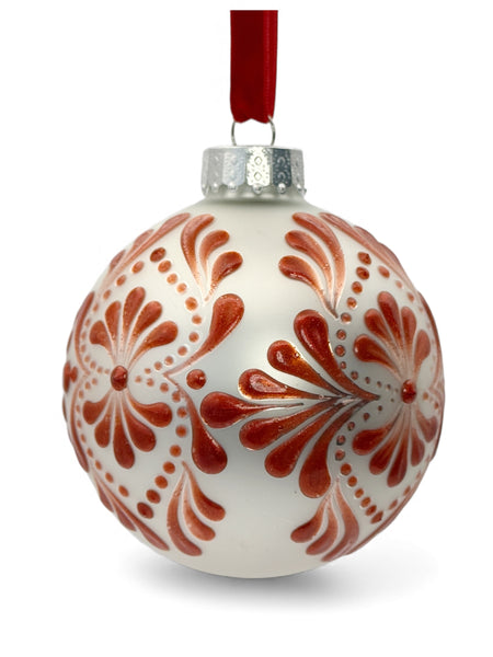 Hand Painted Dot Mandala Christmas Ornament - 3.1” glass bulb