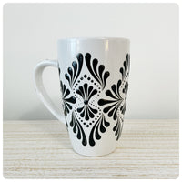 For Gayle- Hand Painted Dot Mandala Bliss Mug - 15 oz (Tombstone on White)