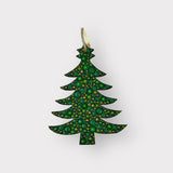 Hand Painted Dot Mandala Christmas Ornament - 5” wood tree