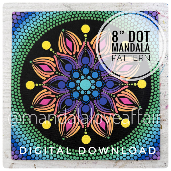 Dot Mandala Downloadable PDF Pattern - "Delta Dawn" - 8"