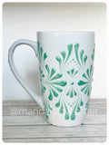 Hand Painted Dot Mandala Bliss Mug - 15 oz (Aloe)