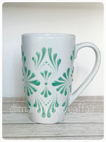 Hand Painted Dot Mandala Bliss Mug - 15 oz (Aloe)