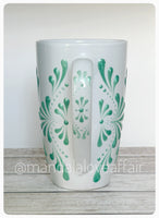 Hand Painted Dot Mandala Bliss Mug - 15 oz (Aloe)