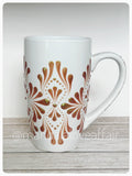 Hand Painted Dot Mandala Bliss Mug - 15 oz (Cactus Rose)