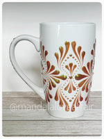 Hand Painted Dot Mandala Bliss Mug - 15 oz (Cactus Rose)