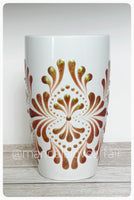 Hand Painted Dot Mandala Bliss Mug - 15 oz (Cactus Rose)