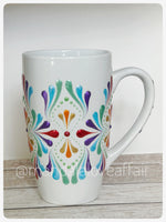 Hand Painted Dot Mandala Bliss Mug - 15 oz (Rainbow)