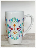 Hand Painted Dot Mandala Bliss Mug - 15 oz (Rainbow)