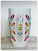 Hand Painted Dot Mandala Bliss Mug - 15 oz (Rainbow)