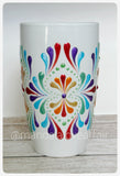 Hand Painted Dot Mandala Bliss Mug - 15 oz (Rainbow)