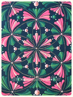 8" Round Dot Mandala - Green & Pink Seed of Life, Hand Painted