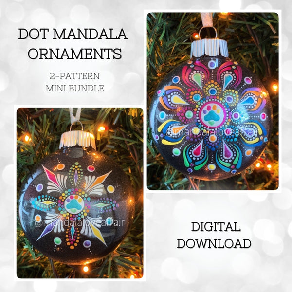 Dot Mandala Downloadable PDF Pattern - Paw Print Dot Mandala Ornaments, 2-Pattern Mini Bundle