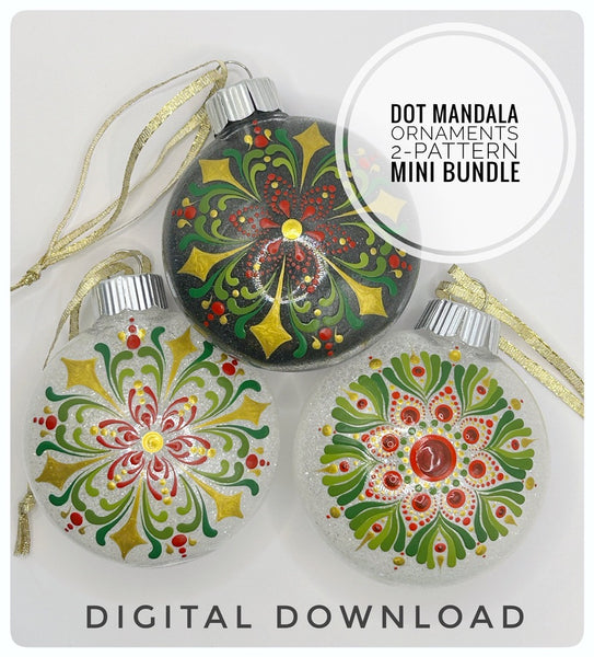 Dot Mandala Downloadable PDF Pattern - Dot Mandala Ornaments, 2-Pattern Mini Bundle