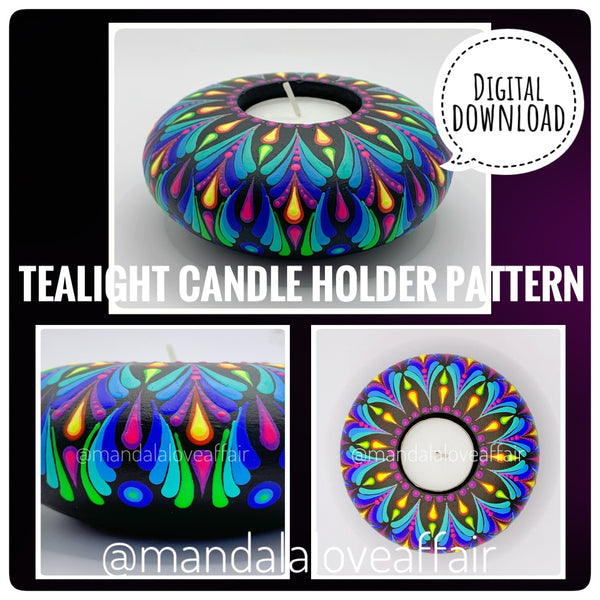 Dot Mandala Downloadable PDF Pattern - "Trip and a Half" - Candle Holder Design