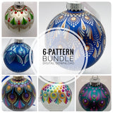 Dot Mandala Downloadable PDF Pattern - Wrap Around Dot Mandala Ornaments, 6-Pattern Bundle
