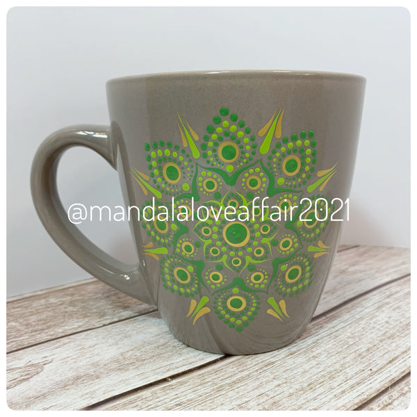 Hand Painted Dot Mandala Mug - 15 oz